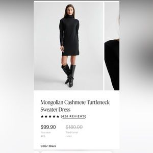 Quince Cashmere Turtleneck Sweater Dress